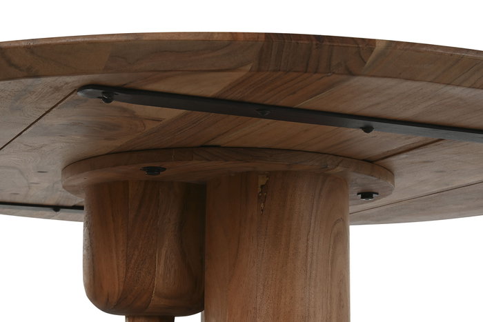 DKD Home Decor Mesa Redonda Comedor Moderno Acacia Metal Natural Negro 106 x 106 x 76 cm