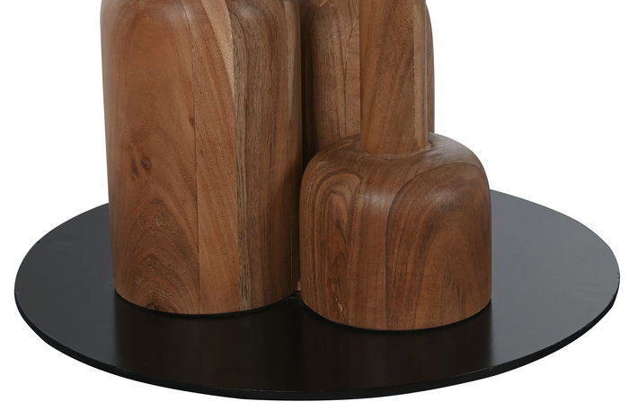 DKD Home Decor Mesa Redonda Comedor Moderno Acacia Metal Natural Negro 106 x 106 x 76 cm