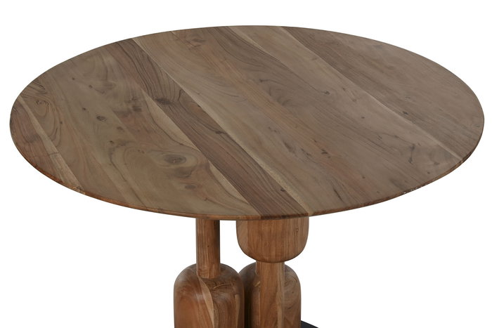 DKD Home Decor Mesa Redonda Comedor Moderno Acacia Metal Natural Negro 106 x 106 x 76 cm