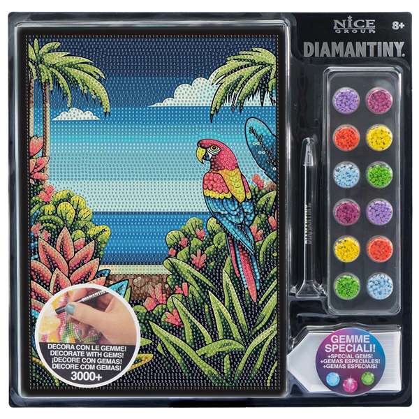 Nice Diamimantiny Level Up Surtido 18 - Juego de mosaicos con gemas de colores en 3D para niños, tablero 32x32x2.4 cm, modelos surtidos, instrucciones en español