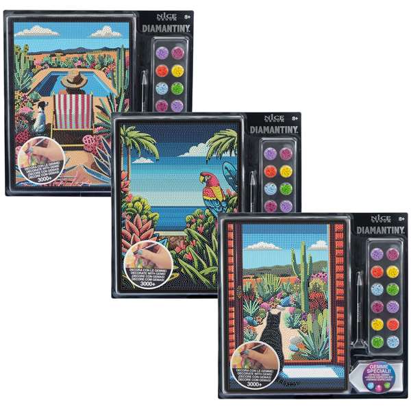 Nice Diamimantiny Level Up Surtido 18 - Juego de mosaicos con gemas de colores en 3D para niños, tablero 32x32x2.4 cm, modelos surtidos, instrucciones en español