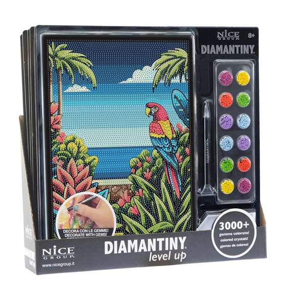 Nice Diamimantiny Level Up Surtido 18 - Juego de mosaicos con gemas de colores en 3D para niños, tablero 32x32x2.4 cm, modelos surtidos, instrucciones en español
