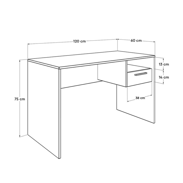 Hanah Home Mesa de Estudio CMS-510-DD-1 Blanca 120x75x60 cm con Cajón Taquilla para Estudiantes