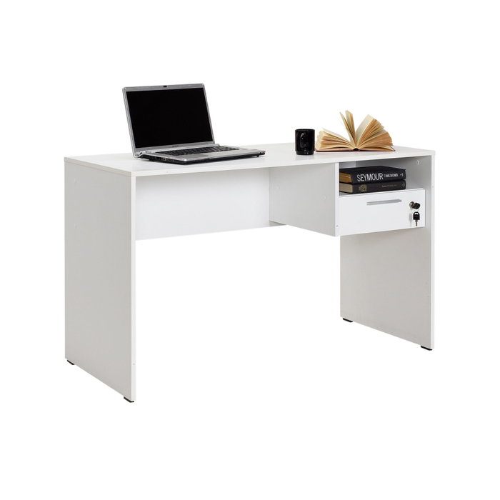 Hanah Home Mesa de Estudio CMS-510-DD-1 Blanca 120x75x60 cm con Cajón Taquilla para Estudiantes