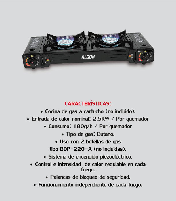 Algon Bbq Hornillo de Gas Portátil Doble Algon Bbq Hornillo de Gas Portátil Doble