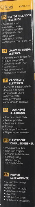 Kiwi Juego de Destornilladores Eléctricos Inalámbricos Recargable USB con 18 Accesorios - 21 x 10.5 x 3.5 cm (5 Cajas)