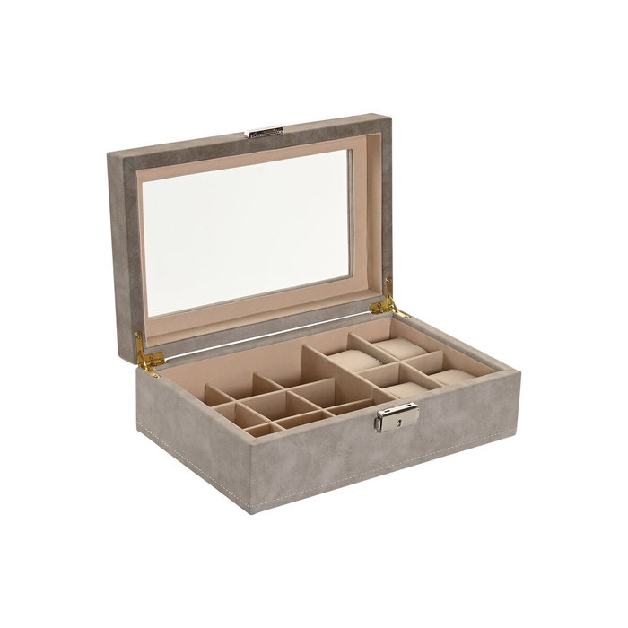DKD Home Decor Joyero y Relojero de Corcho Natural Gris y Marrón