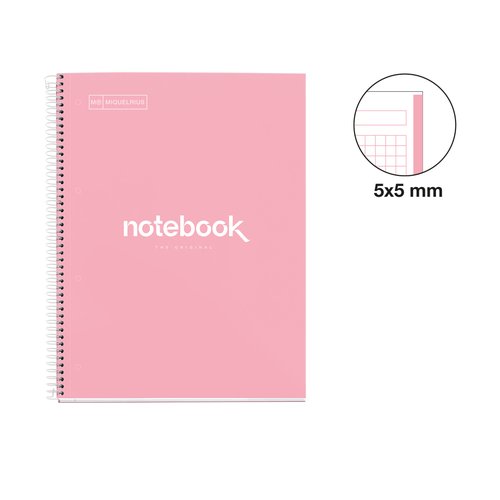 Miquelrius Cuaderno Espiral Emotions A4 80 Hojas Cuadro 5 mm Rosa