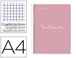 Miquelrius Cuaderno Espiral Notebook Emotions DIN A4 Microperforado 80 Hojas 90g/m2 Cuadro 5 mm