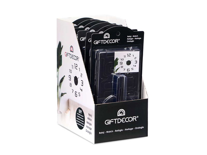 Giftdecor Reloj Pegatina 35 cm Negro Brillo (Set de 12)