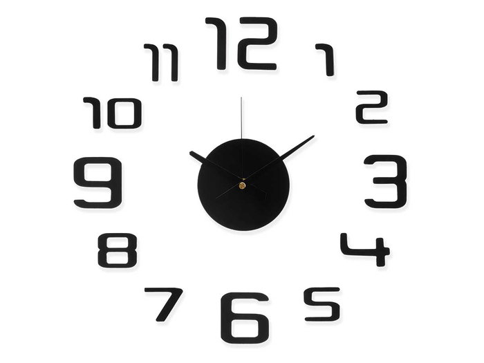 Giftdecor Reloj Pegatina 35 cm Negro Brillo (Set de 12)