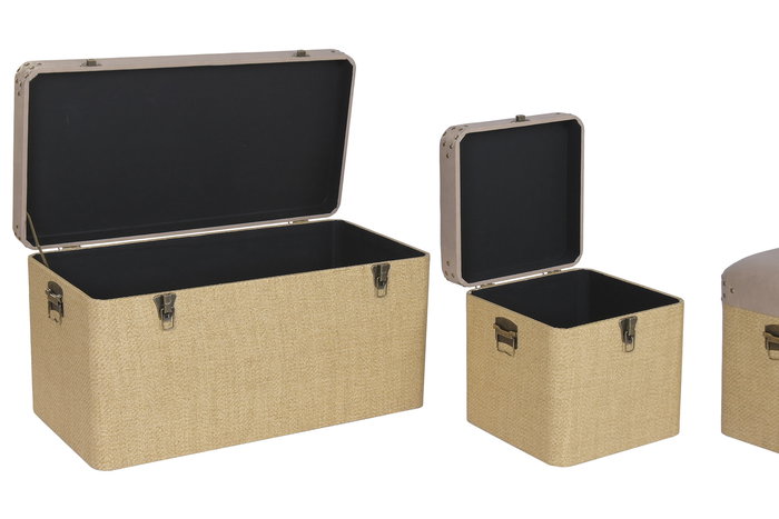 DKD Home Decor Baul Alpino Madera Marron Natural 40 x 44 x 80 cm Set 3