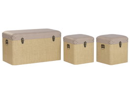 DKD Home Decor Baul Alpino Madera Marron Natural 40 x 44 x 80 cm Set 3