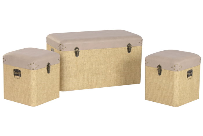 DKD Home Decor Baul Alpino Madera Marron Natural 40 x 44 x 80 cm Set 3