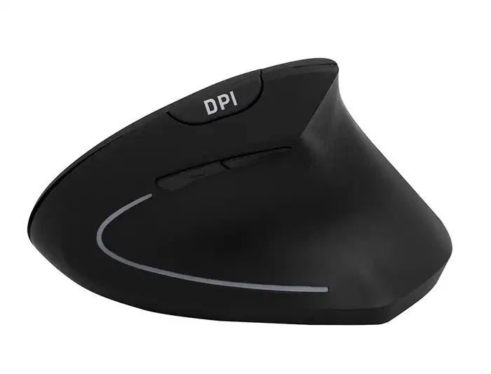 Q-connect Ratón Óptico Inalámbrico Ergonómico Vertical DPI 800/1200/1600 Pilas AAA Negro