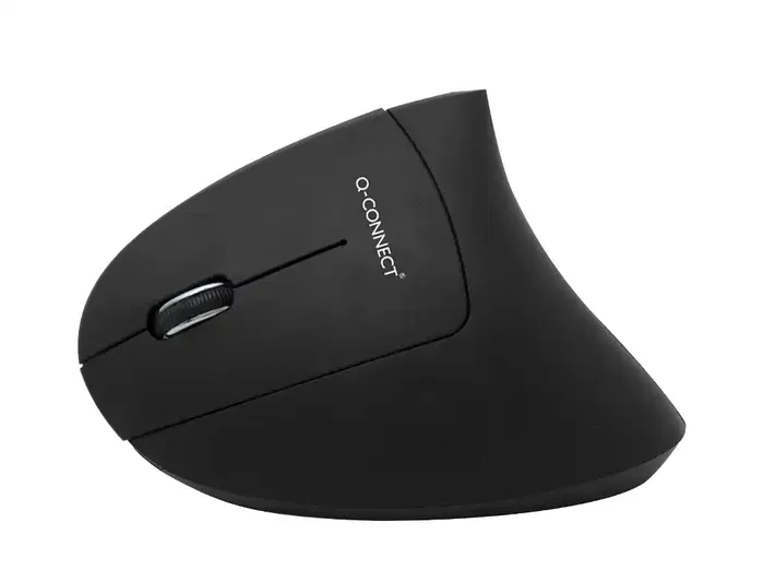 Q-connect Ratón Óptico Inalámbrico Ergonómico Vertical DPI 800/1200/1600 Pilas AAA Negro