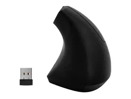 Q-connect Ratón Óptico Inalámbrico Ergonómico Vertical DPI 800/1200/1600 Pilas AAA Negro