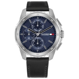 Tommy Hilfiger 1710619 con esfera azul y correa de piel negra