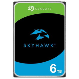 Seagate Disco Duro Interno Skyhawk 6TB ST6000VX009 3.5" SATA3 CMR 256MB Cache 180MB/s 64 Cámaras 16 Bahías 8760 horas/año 1.000.000 MTBF 630g