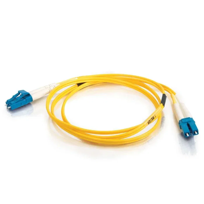 C2G 85605 Cable de Fibra Óptica Monomodo LC-LC, 2m, OFNR, 9/125 μm, Full Duplex, Amarillo, Chaqueta PVC