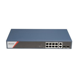Hikvision DS-3E1512HP-SI-8P2T2F Switch Gestionado PoE, 10 Puertos Gigabit Ethernet + 2 Puertos de Fibra, 8 Puertos PoE de 30W
