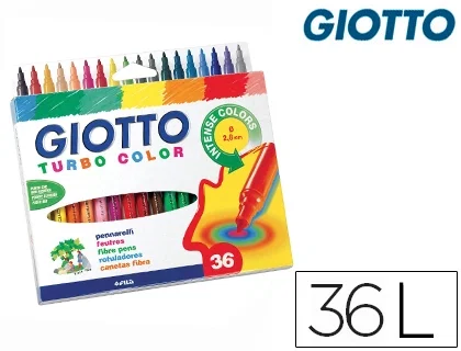 Giotto Turbo Color Estuche de 36 Rotuladores Surtidos con Punta de 2,8 mm Giotto Turbo Color Estuche de 36 Rotuladores Surtidos con Punta de 2,8 mm