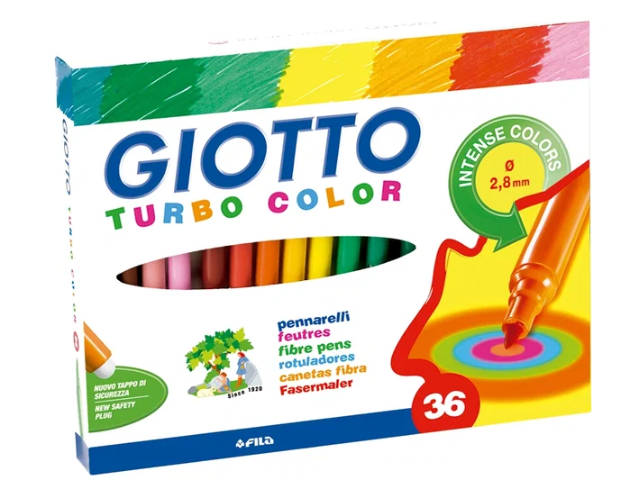 Giotto Turbo Color Estuche de 36 Rotuladores Surtidos con Punta de 2,8 mm Giotto Turbo Color Estuche de 36 Rotuladores Surtidos con Punta de 2,8 mm