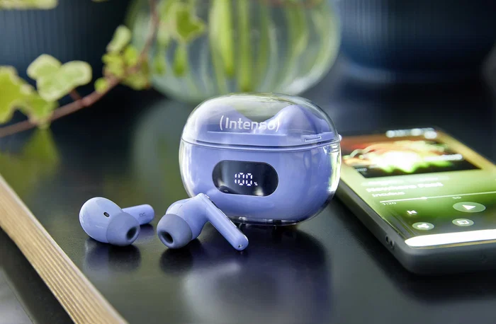 Intenso T315AE Auriculares True Wireless (TWS) In-Ear Bluetooth 5.4 con Cancelación Activa de Ruido (ANC) y Cancelación de Ruido en Llamadas (ENC) - Azul