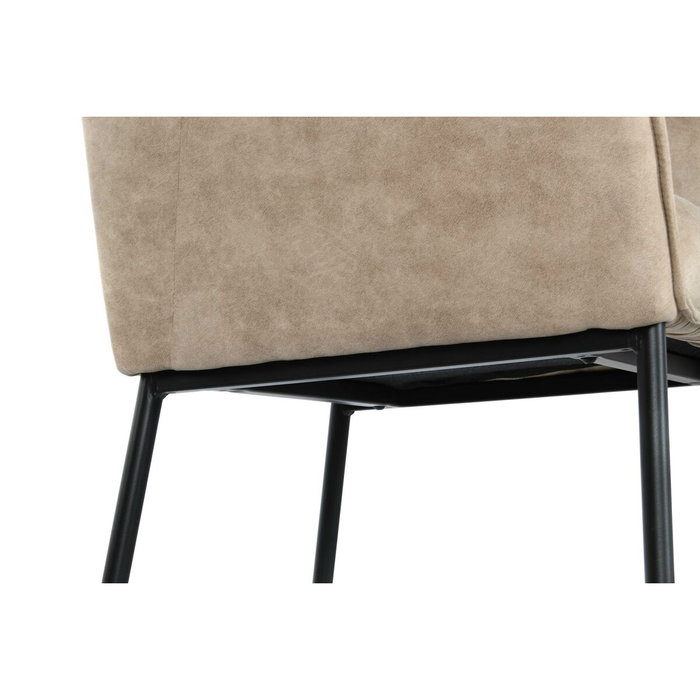 DKD Home Decor Taburete de Microfibra y Metal Beige y Negro DKD Home Decor Taburete de Microfibra y Metal Beige y Negro