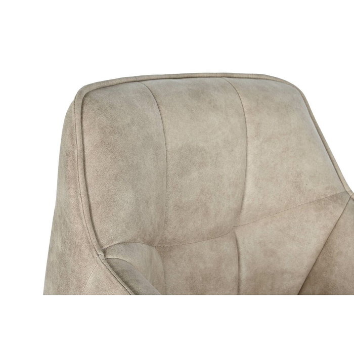 DKD Home Decor Taburete de Microfibra y Metal Beige y Negro DKD Home Decor Taburete de Microfibra y Metal Beige y Negro