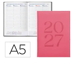 Liderpapel Agenda oficina Creta 2027 semana vista A5 rosa