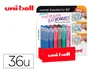 UNI-BALL Bolígrafo Roller UF-222 Tinta Gel Borrable Colores Surtidos Expositor de 36