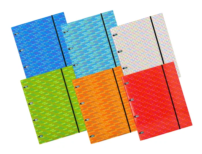 Liderpapel Carpeta con Recambio A5 Cuadro 5mm, 4 Anillas de 20mm, Forrada, 120 Hojas 80 g/m², Colores Surtidos (Azul, Blanco, Celeste, Naranja, Rojo, Verde)