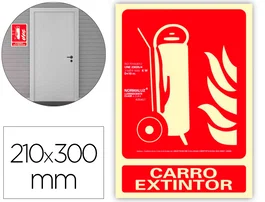 Archivo 2000 Pictograma 2000 Carro Extintor PVC Rojo Luminiscente Señal Informativa 210x300 mm