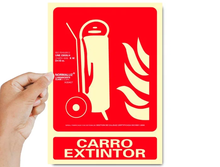 Archivo 2000 Pictograma 2000 Carro Extintor PVC Rojo Luminiscente Señal Informativa 210x300 mm