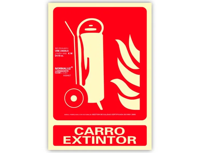 Archivo 2000 Pictograma 2000 Carro Extintor PVC Rojo Luminiscente Señal Informativa 210x300 mm