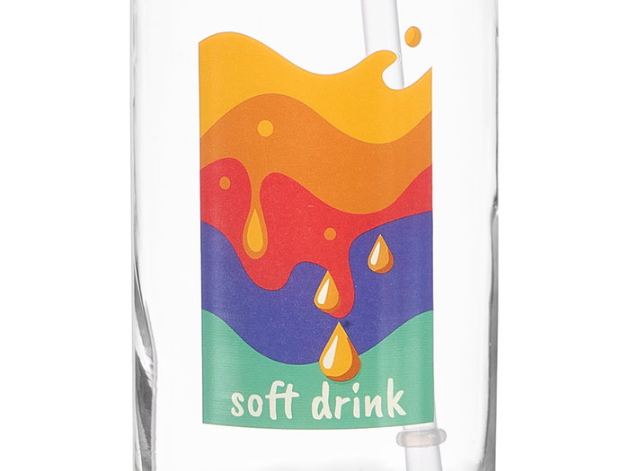 Vivalto Vaso de Cristal con Tapa y Pajita para Soft Drink - 620 ml - Dimensiones: 7.6 x 17 x 7.6 cm (con pajita: 24 cm) (Set de 24)