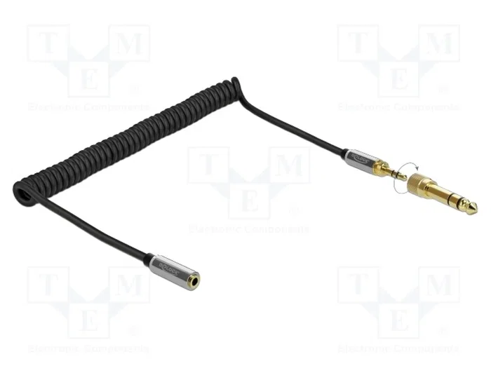 DeLOCK 85832 Cable de extensión espiral de 3,5 mm con adaptador de 6,35 mm, 2 m DeLOCK 85832 Cable de extensión espiral de 3,5 mm con adaptador de 6,35 mm, 2 m