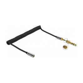 DeLOCK 85832 Cable de extensión de audio espiral 3,5 mm con adaptador de 6,35 mm, 2 m