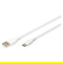 Digitus Cable USB 2.0 Tipo C a USB A de Silicona, 0.5m, Blanco