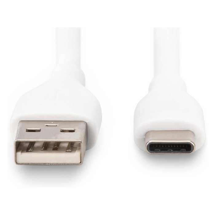 Digitus Cable USB 2.0 Tipo C a USB A de Silicona, 0.5m, Blanco