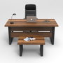Hanah Home Mn07-Ba Conjunto Muebles Oficina Modernos Nogal y Antracita