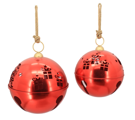 DKD Home Decor Set de 2 Decoraciones Colgantes de Metal Rojo
