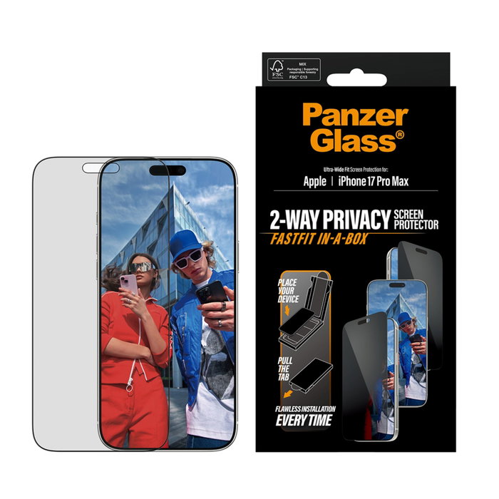 PanzerGlass Protector de Pantalla Privacy para iPhone 17 Pro Max Ultra-Wide Fit