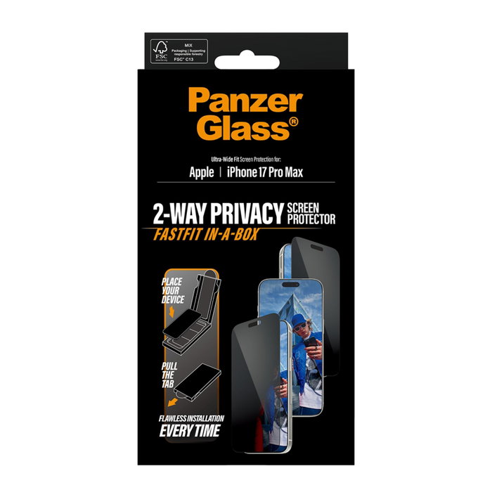 PanzerGlass Protector de Pantalla Privacy para iPhone 17 Pro Max Ultra-Wide Fit