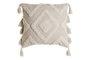 DKD Home Decor Cojin Blanco Algodon y Lino con Flecos y Rombos 45x45x15 cm