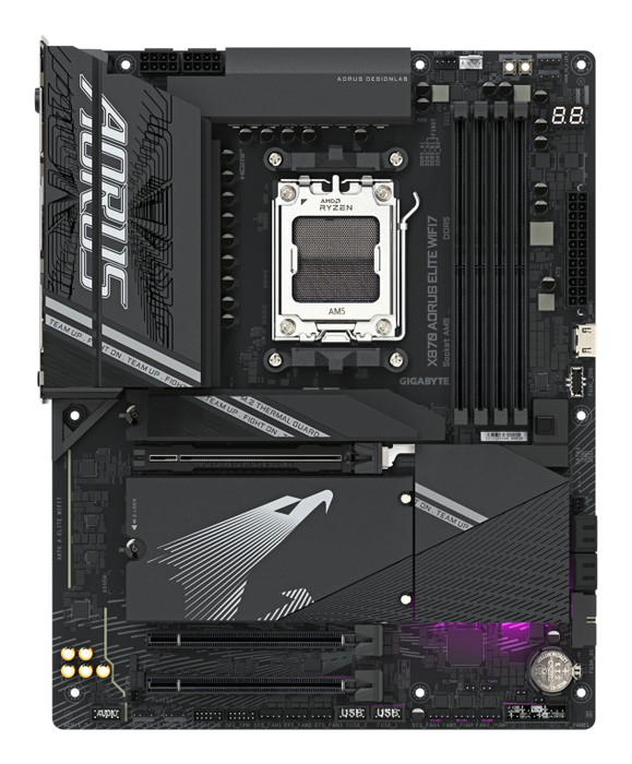 GIGABYTE X870 AORUS ELITE WIFI7 Placa Base - Compatible AMD Ryzen 9000, DDR5 8000MHz, 3xPCIe 5.0, Wi-Fi 7, LAN 2.5GbE, USB 4
