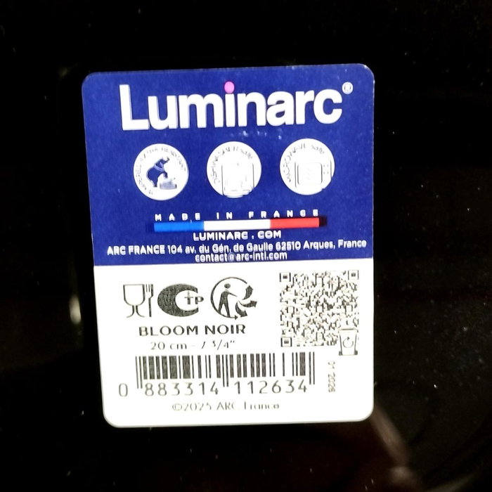 Luminarc Plato Hondo Bloom Negro de Vidrio Templado