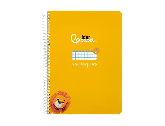 Liderpapel Cuaderno espiral Pautaguía A5 tapa blanda 40 hojas cuadro pautado 3mm color amarillo