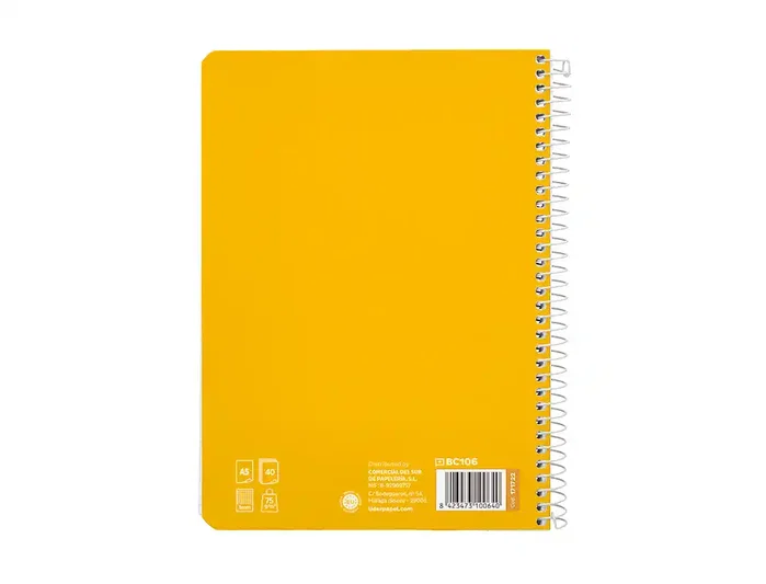 Liderpapel Cuaderno espiral Pautaguía A5 tapa blanda 40 hojas cuadro pautado 3mm color amarillo